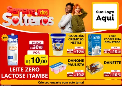 Modelo de Encarte para Encarte A4 Horizontal com o tema Semana dos Solteiros para Frios e Laticínios