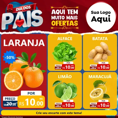 Modelo de Rede Social para Feed Facebook com o tema Dia dos Pais para Hortifrúti