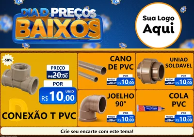 Modelo de Encarte para Encarte A4 Horizontal com o tema Dia D Preço Baixo para Tubos e conexões