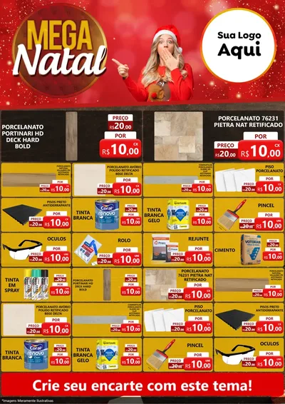 Modelo de Encarte para Encarte A4 Vertical com o tema Mega Natal para Pisos e revestimentos