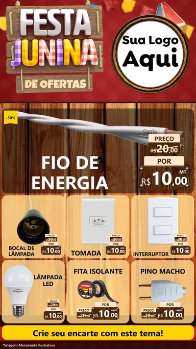 Modelo de Rede Social para Stories com o tema Festa Junina de Ofertas para Materiais Elétricos
