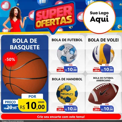 Modelo de Rede Social para Feed Facebook com o tema Super Ofertas para Artigos Esportivos