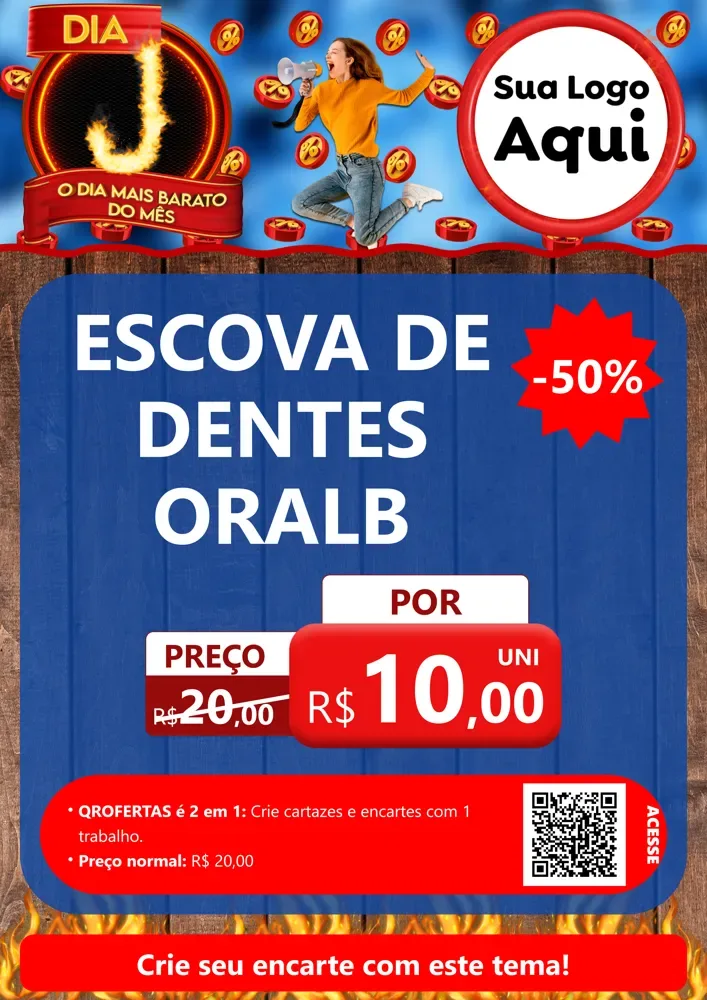 Modelo de Cartaz para Cartaz A4 Vertical com o tema Dia J - O Dia Mais Barato Do Mês para Higiene Pessoal