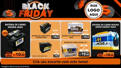 Modelo de TV para TV Horizontal com o tema Black Friday para Baterias Elétricas
