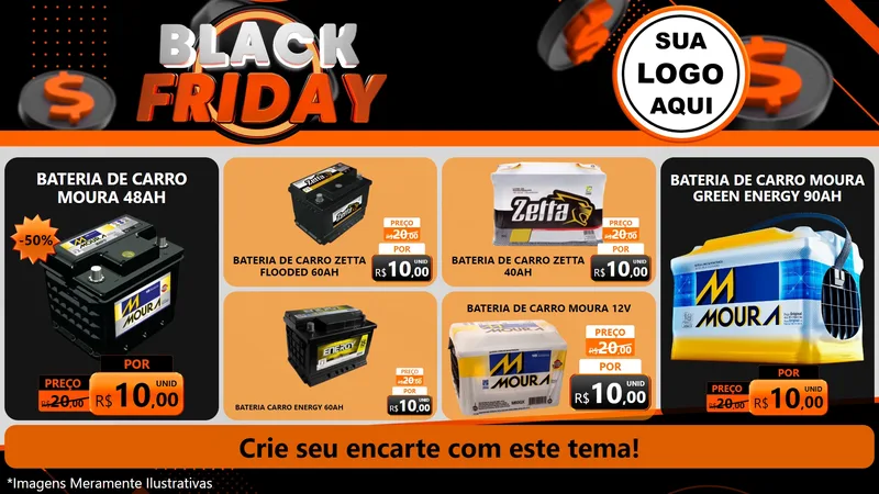 Modelo de TV para TV Horizontal com o tema Black Friday para Baterias Elétricas