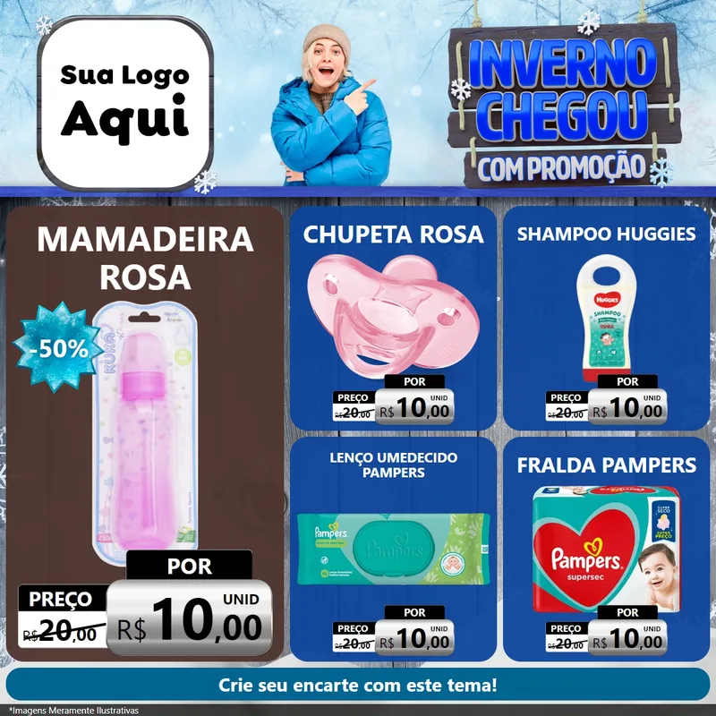 Modelo de Rede Social para Feed Facebook com o tema Inverno Chegou Com Promoção para Bebês