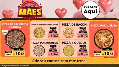 Modelo de TV para TV Horizontal com o tema Semana das Mães para Pizzaria