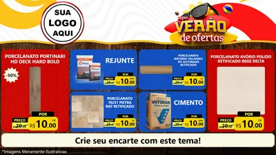 Modelo de TV para TV Horizontal com o tema Super Verão de Ofertas para Pisos e revestimentos