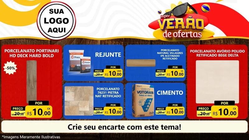 Modelo de TV para TV Horizontal com o tema Super Verão de Ofertas para Pisos e revestimentos