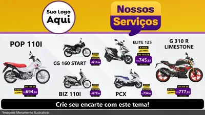 Modelo de TV para TV Horizontal com o tema Nossos Serviços para Concessionaria de Motos