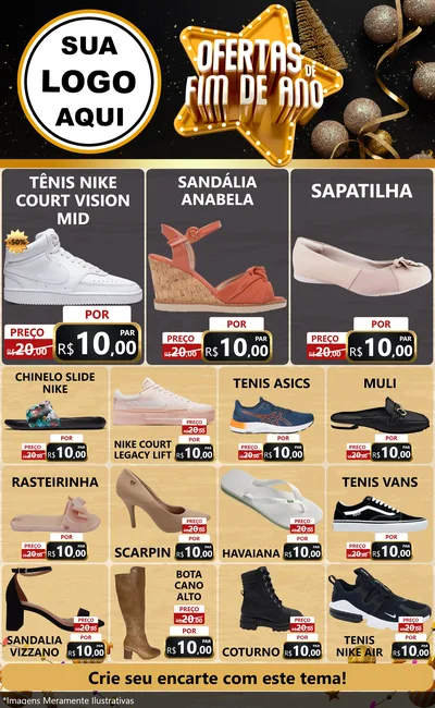 Modelo de Encarte para Encarte Grande com o tema Ofertas de Fim de Ano para Calçados