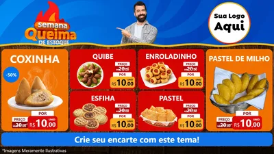 Modelo de TV para TV Horizontal com o tema Semana Queima de Estoque para Salgadaria