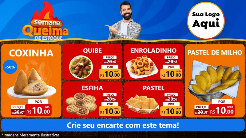 Modelo de TV para TV Horizontal com o tema Semana Queima de Estoque para Salgadaria