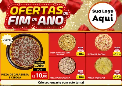 Modelo de Encarte para Encarte A4 Horizontal com o tema Ofertas de Fim de Ano para Pizzaria