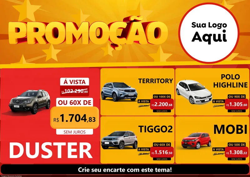 Modelo de Encarte para Encarte A4 Horizontal com o tema Promoção para Concessionaria de Carros