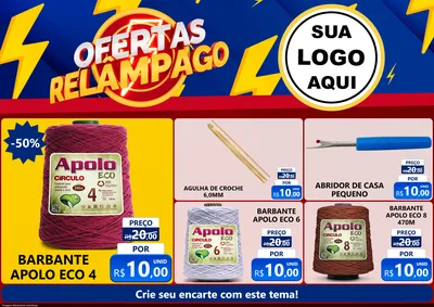 Modelo de Encarte para Encarte A4 Horizontal com o tema Ofertas Relâmpago para Armarinho e Aviamentos