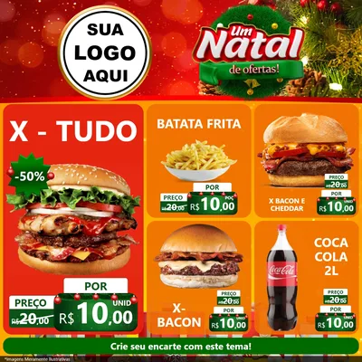 Modelo de Rede Social para Feed Facebook com o tema Um Natal de Ofertas para Hamburgueria
