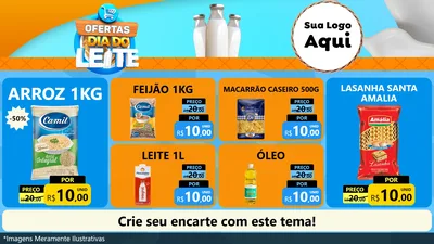 Modelo de TV para TV Horizontal com o tema Ofertas Dia do Leite para Supermercado