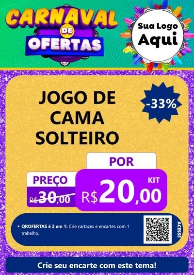 Modelo de Cartaz para Cartaz A4 Vertical com o tema Carnaval de Ofertas para Cama, Mesa e Banho