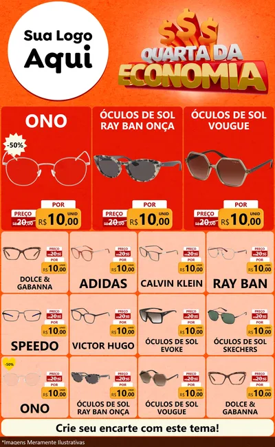 Modelo de Encarte para Encarte Grande com o tema Quarta da Economia para Óticas
