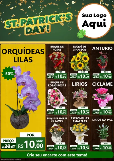 Modelo de Encarte para Encarte A4 Vertical com o tema St Patriks Day para Floricultura e jardim