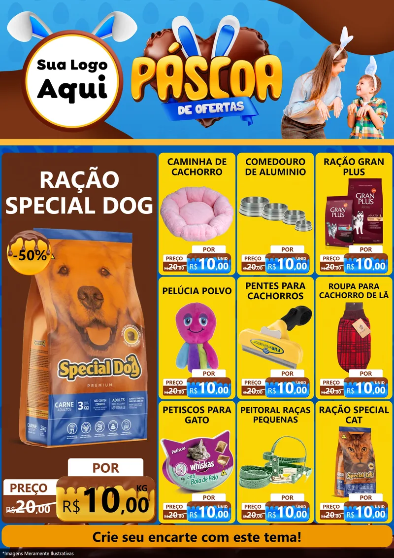 Modelo de Encarte para Encarte A4 Vertical com o tema Páscoa de Ofertas para Pet Shop