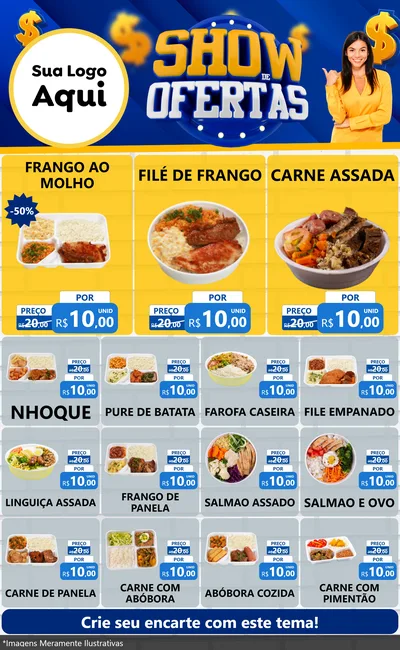 Modelo de Encarte para Encarte Grande com o tema Show de Ofertas para Restaurante
