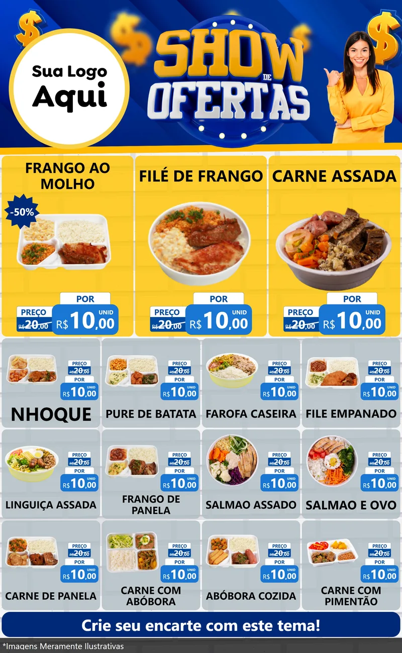 Modelo de Encarte para Encarte Grande com o tema Show de Ofertas para Restaurante