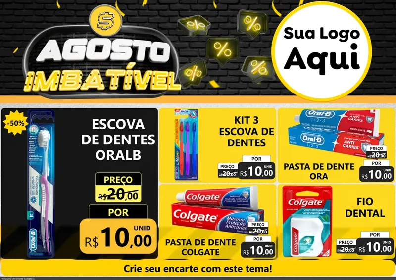 Modelo de Encarte para Encarte A4 Horizontal com o tema Agosto Imbatível para Higiene Pessoal