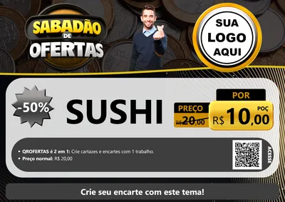 Modelo de Cartaz para Cartaz A4 Horizontal com o tema Sabadão de Ofertas para Comida japonesa