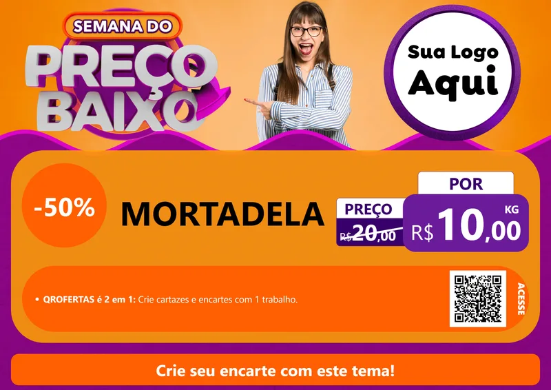 Modelo de Cartaz para Cartaz A4 Horizontal com o tema Semana do Preço Baixo para Frios e Laticínios