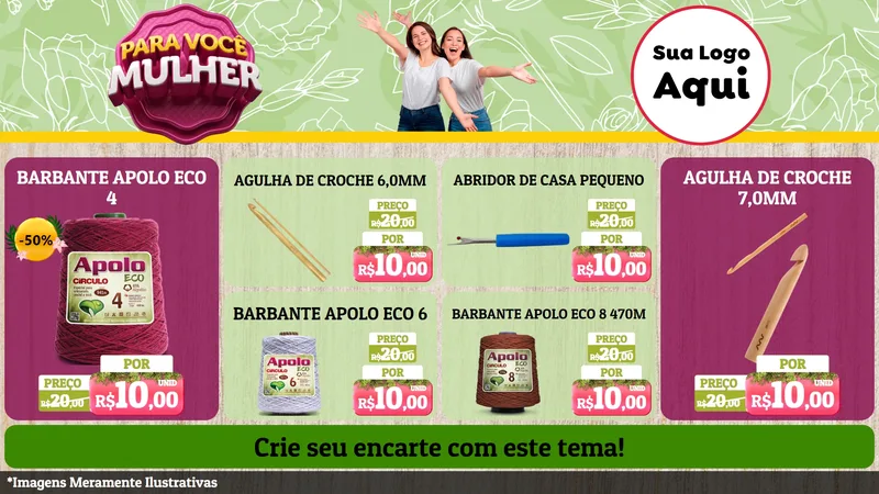 Modelo de TV para TV Horizontal com o tema Para Você Mulher para Armarinho e Aviamentos