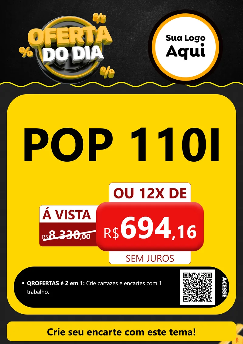 Modelo de Cartaz para Cartaz A4 Vertical com o tema Oferta Do Dia para Concessionaria de Motos