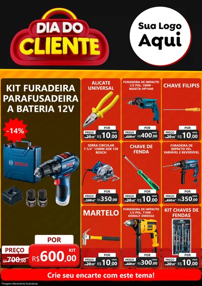 Modelo de Encarte para Encarte A4 Vertical com o tema Dia do Cliente para Maquinas e Ferramentas