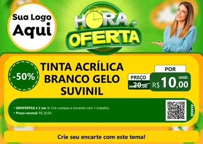 Modelo de Cartaz para Cartaz A4 Horizontal com o tema Hora da Oferta para Tintas e Ferramentas