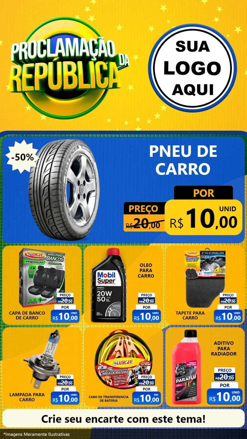Modelo de Rede Social para Stories com o tema Proclamação da República para Auto peças