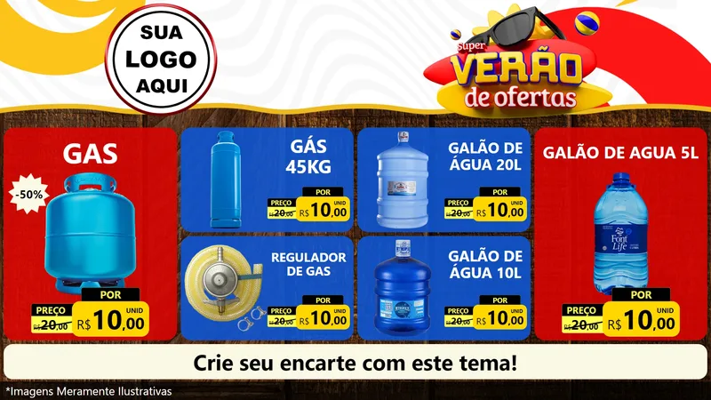Modelo de TV para TV Horizontal com o tema Super Verão de Ofertas para Água e gás