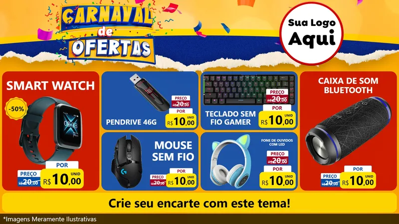 Modelo de TV para TV Horizontal com o tema Carnaval de Ofertas para Informática