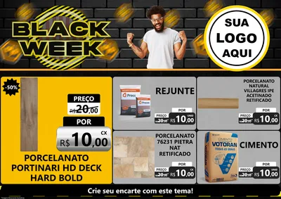 Modelo de Encarte para Encarte A4 Horizontal com o tema Black Week para Pisos e revestimentos