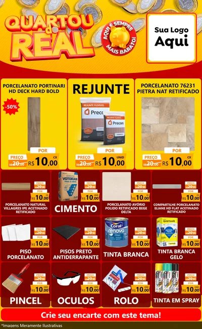 Modelo de Encarte para Encarte Grande com o tema Quartou do Real para Pisos e revestimentos