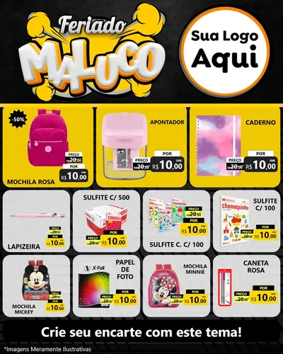 Modelo de Rede Social para Feed Instagram com o tema Feriado Maluco para Papelaria