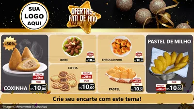 Modelo de TV para TV Horizontal com o tema Ofertas de Fim de Ano para Salgadaria