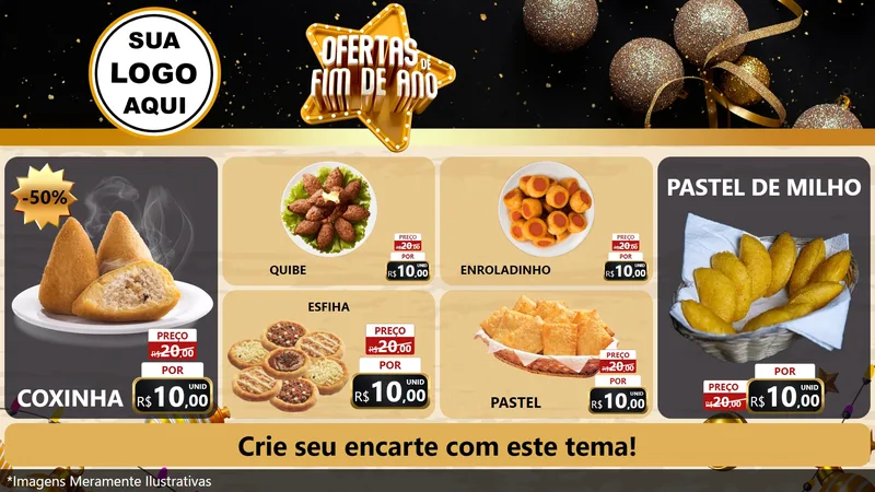 Modelo de TV para TV Horizontal com o tema Ofertas de Fim de Ano para Salgadaria