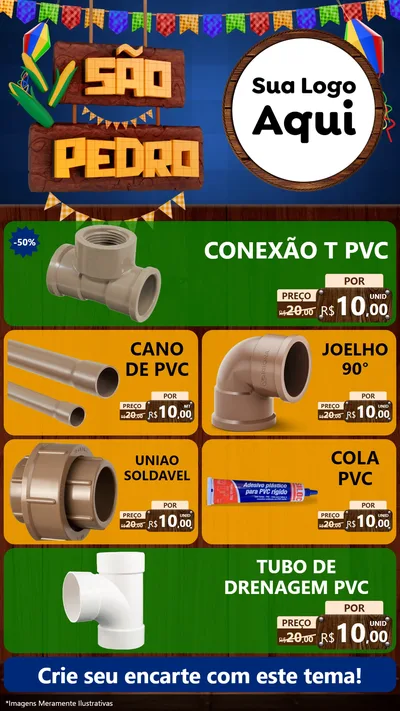 Modelo de TV para TV Vertical com o tema São Pedro para Tubos e conexões