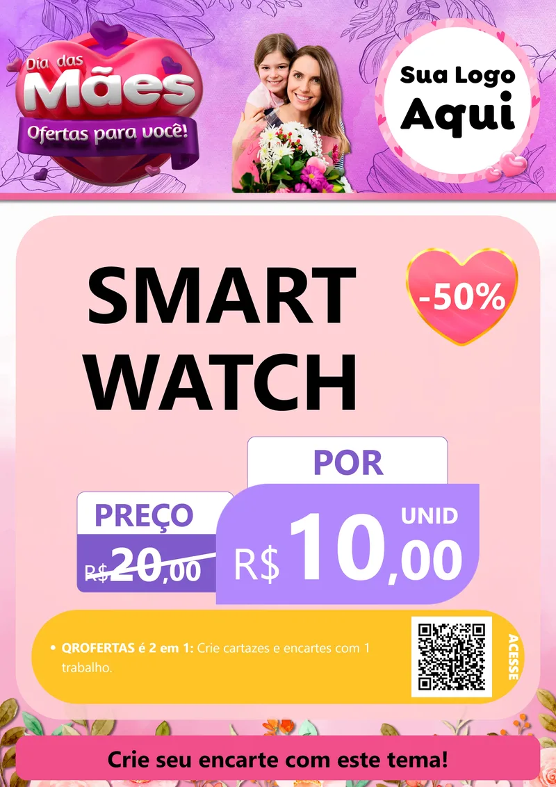 Modelo de Cartaz para Cartaz A4 Vertical com o tema Dia das Mães Ofertas para Você! para Informática