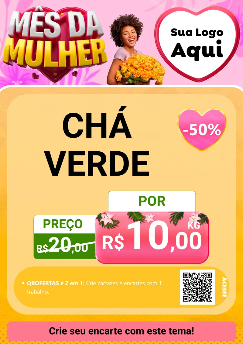 Modelo de Cartaz para Cartaz A4 Vertical com o tema Mês da Mulher para Produtos Naturais