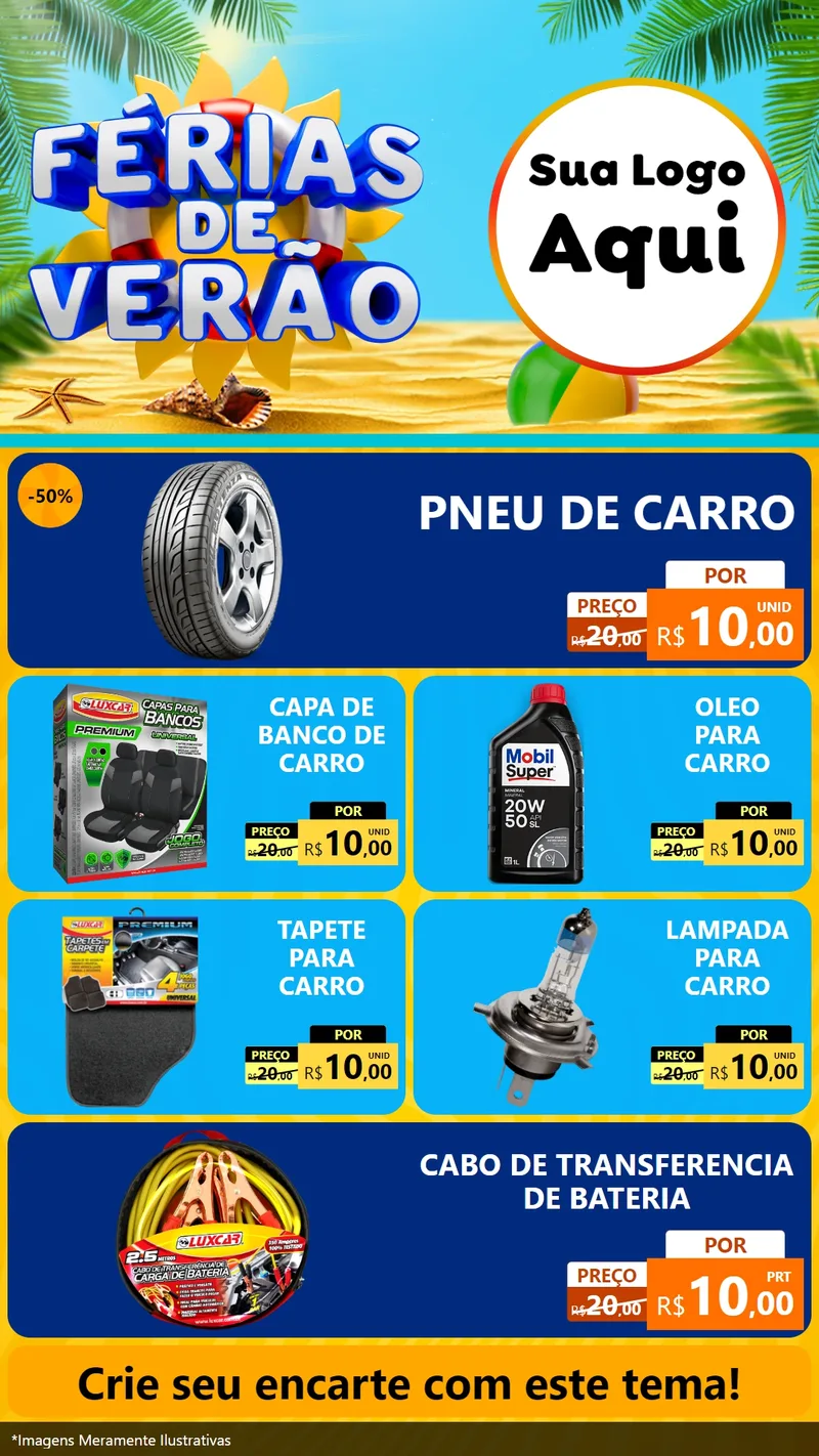 Modelo de TV para TV Vertical com o tema Férias de Verão para Auto peças