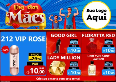 Modelo de Encarte para Encarte A4 Horizontal com o tema Dia das Mães para Perfumes