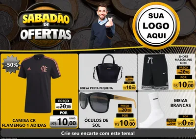 Modelo de Encarte para Encarte A4 Horizontal com o tema Sabadão de Ofertas para Roupas e acessórios