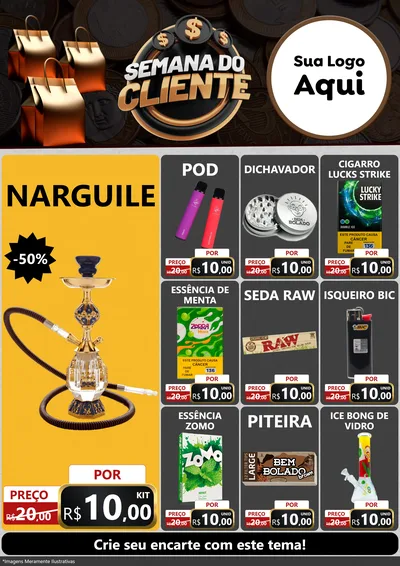 Modelo de Encarte para Encarte A4 Vertical com o tema Semana do Cliente para Tabacaria